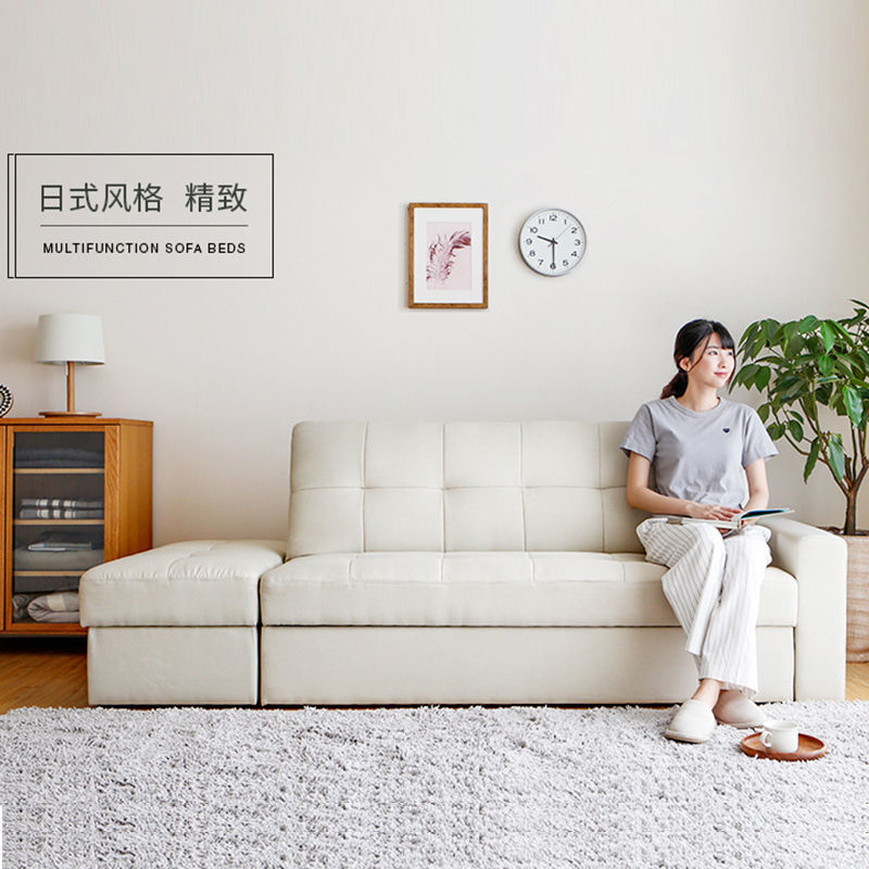 客厅小户型布艺沙发组合双三人经济型省空间多功能折叠沙发床储物