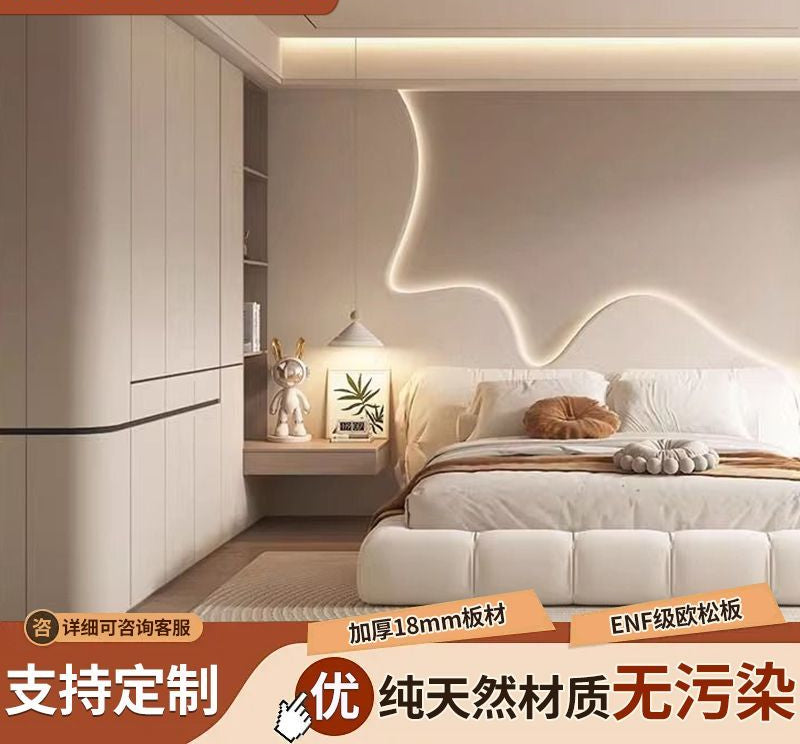 ENF级衣柜家用卧室转角圆弧侧边柜子全屋定制奶油风衣帽间大衣橱