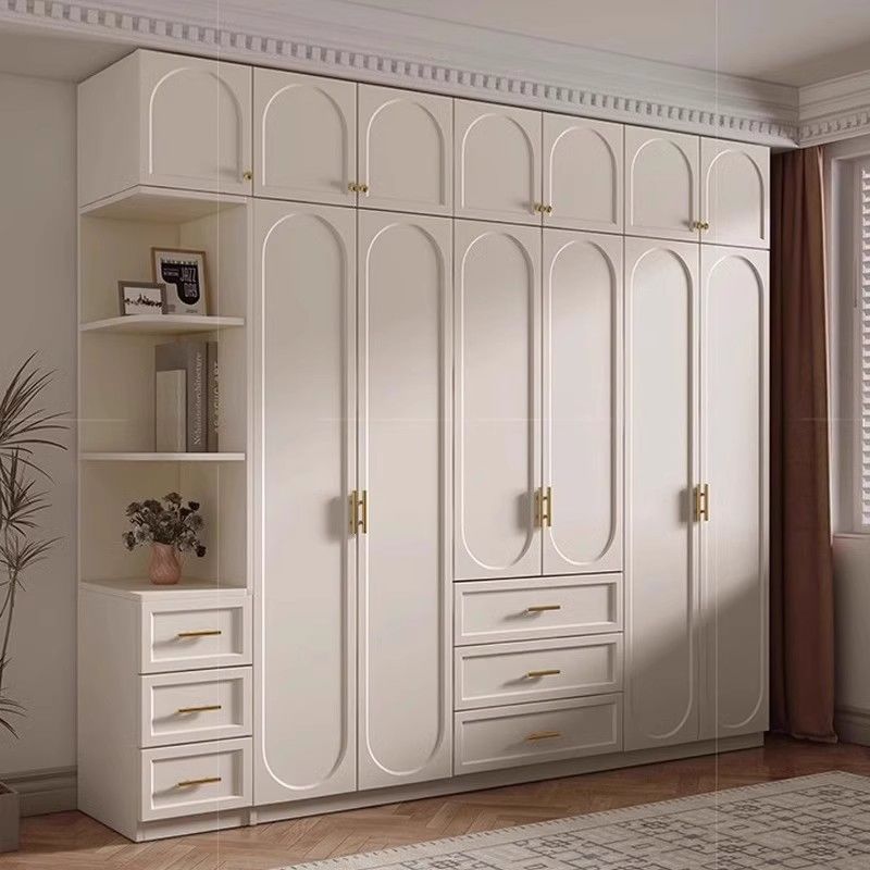 法式奶油风大衣柜实木质柜子衣柜家用卧室小户型现代简约大衣橱
