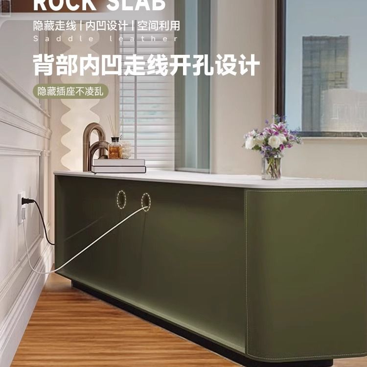 2025新款马鞍皮电视柜 现代简约客厅小户型岩板茶几电视柜组合