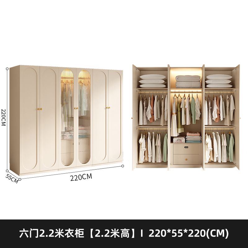法式奶油风衣柜小户型家用柜子现代简约卧室通顶储物柜定制大衣橱