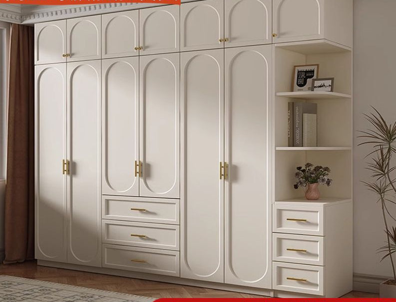 法式奶油风大衣柜实木质柜子衣柜家用卧室小户型现代简约大衣橱