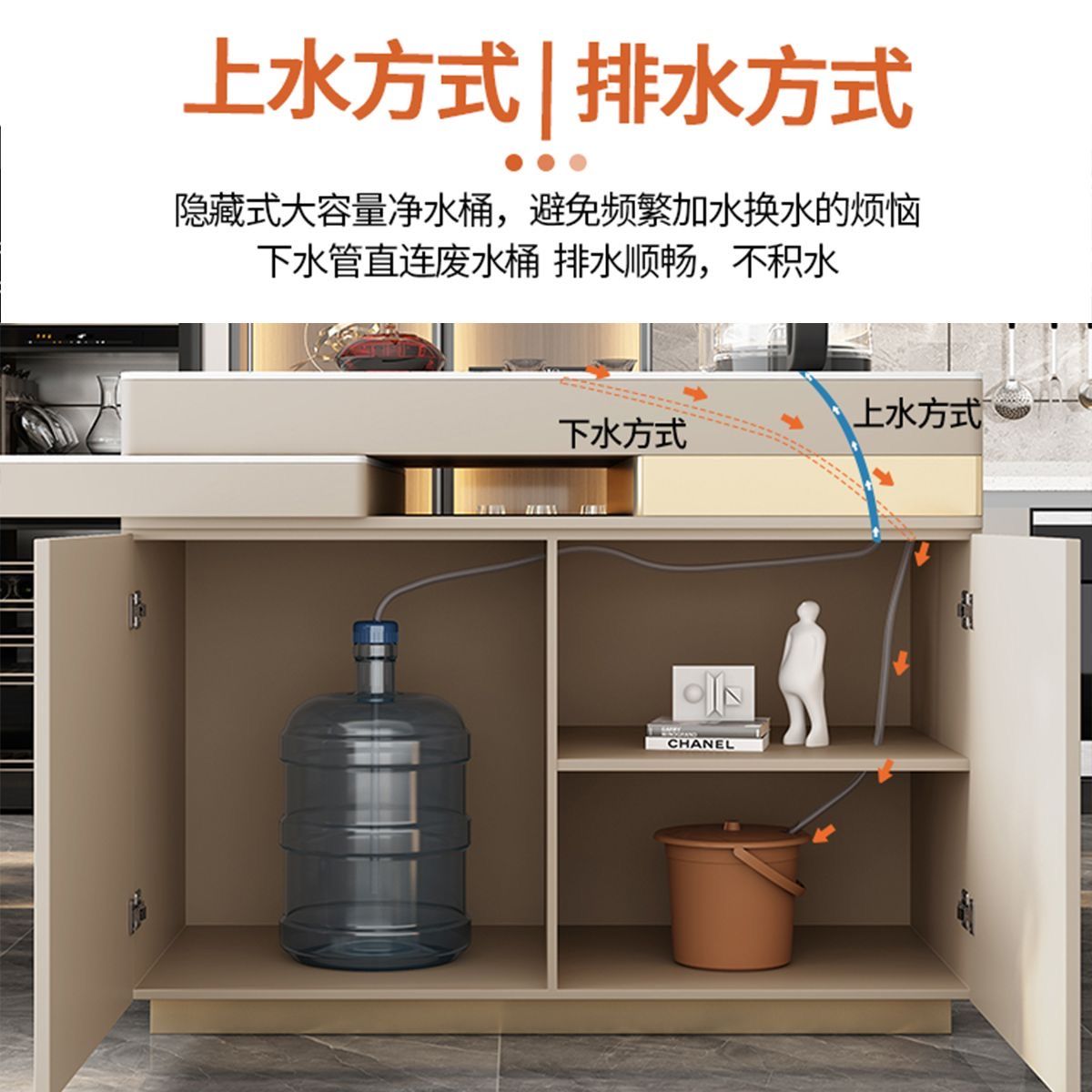 岩板中岛台餐桌一体可伸缩轻奢高端家用大户型多功能开放厨房导台