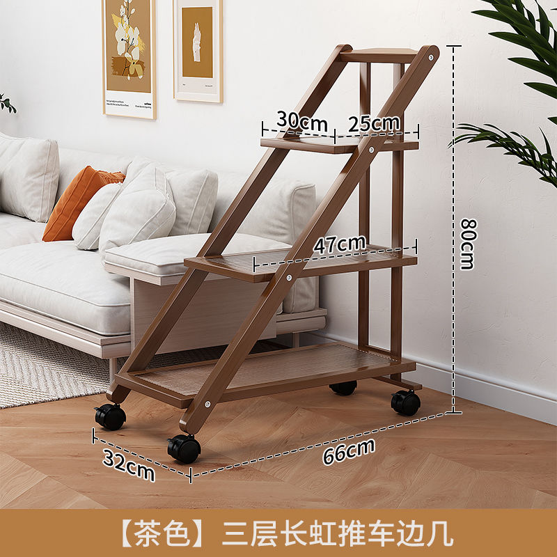 边几小茶几床头桌子沙发边柜移动长虹玻璃小户型客厅茶桌日式角几
