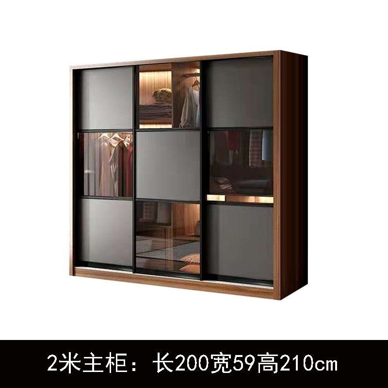 推拉门衣柜大衣柜玻璃门现代北欧简约家用卧室家具高组合组装衣橱