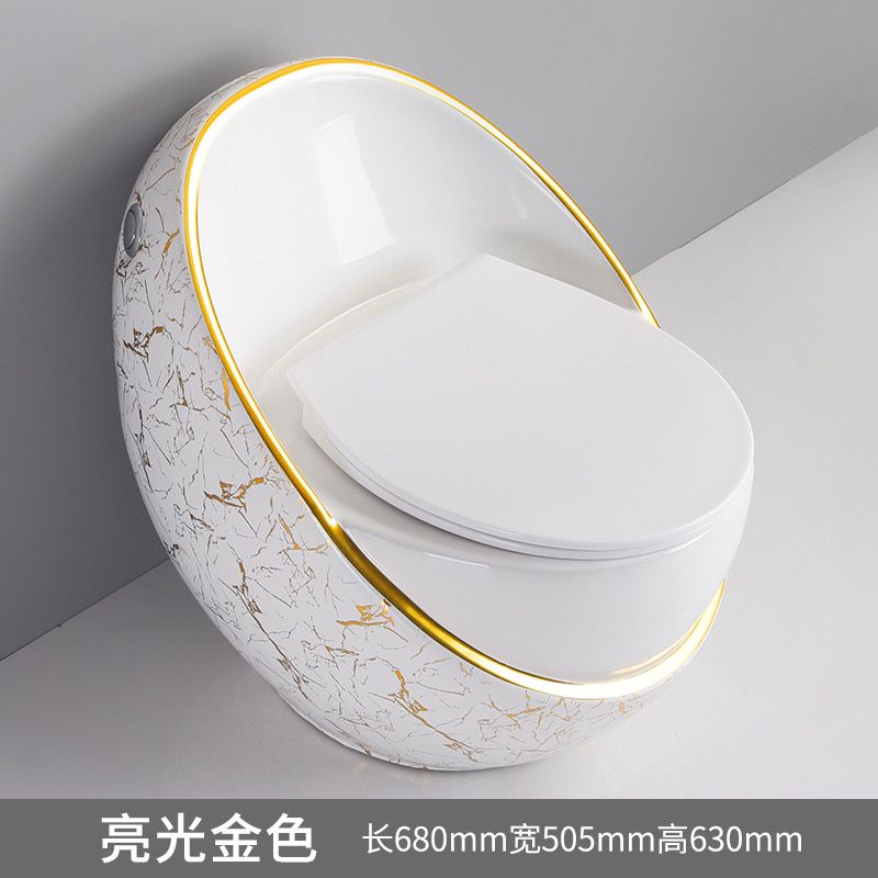 鸡蛋马桶坐便器虹吸式家用个性创意小户型彩色马桶防冻裂金色座便