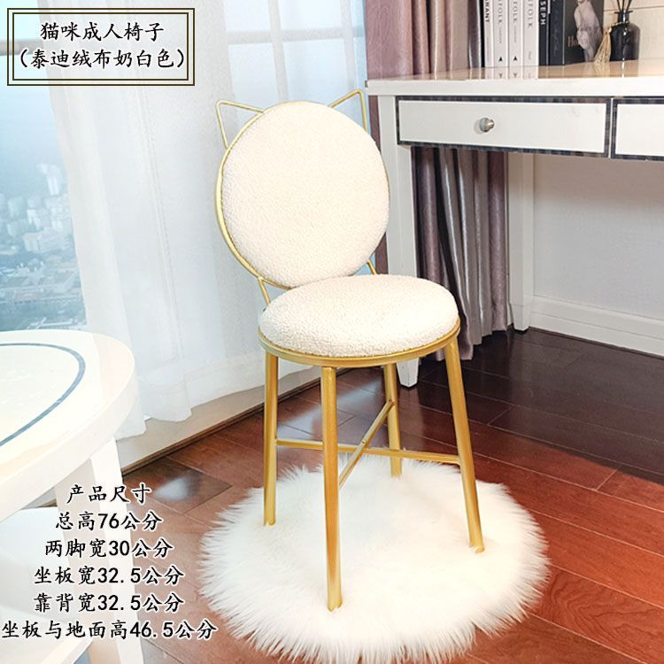 欧式绒布儿童椅卡通网红可爱家用椅子简约宝宝学习椅美甲梳妆椅子