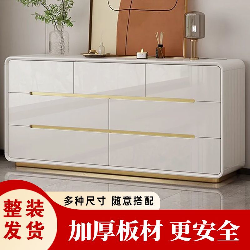 奶油实木斗柜卧室抽屉式收纳柜五斗柜轻奢大容量卧室床尾柜储物柜
