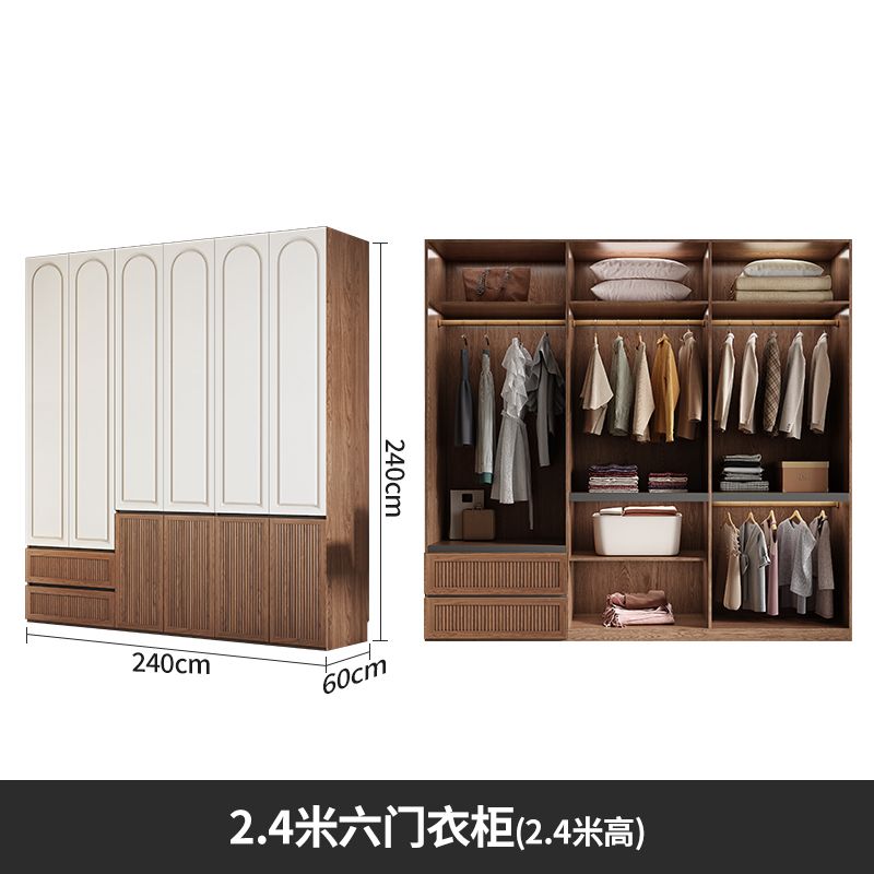 ENF级免拉手分段式衣柜卧室家用法式复古风平开门18板经济型衣橱