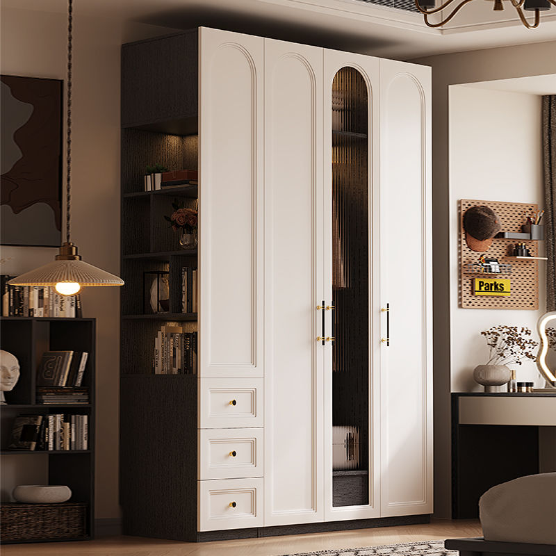 一门到顶衣柜轻奢卧室衣服收纳柜简约现代家用高档主卧法式大衣橱