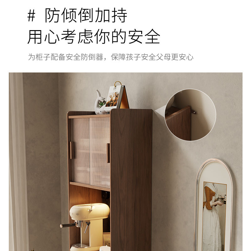 实木折叠餐桌餐边柜一体家用小户型可折叠靠墙储物柜边柜吧台酒柜