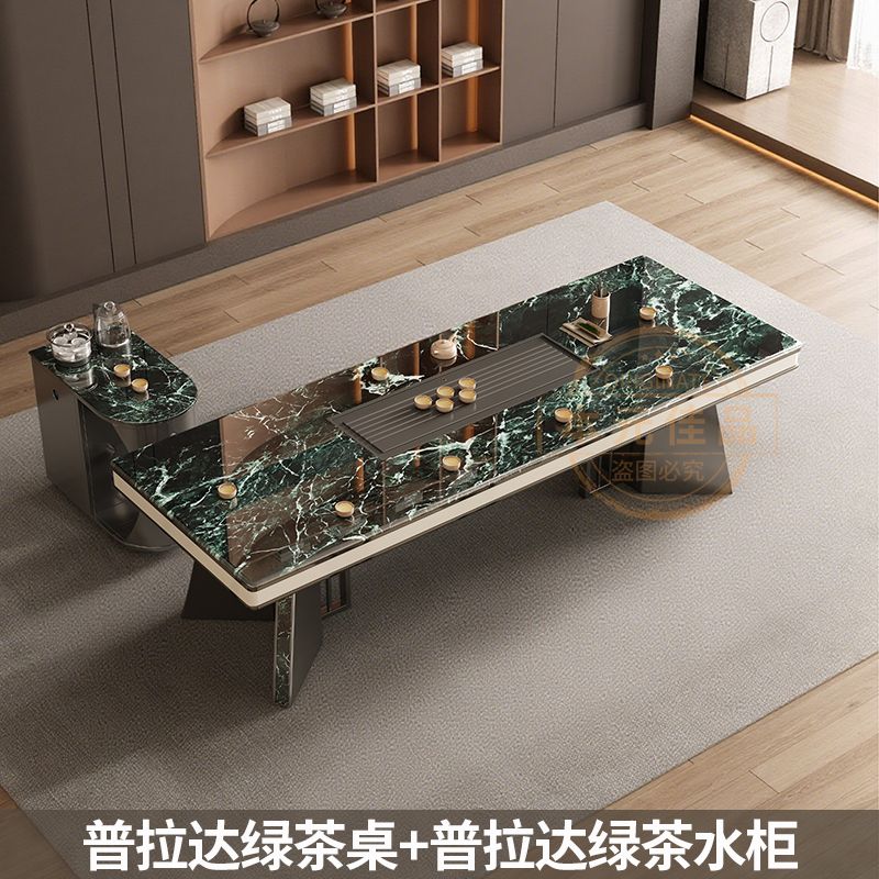 本元佳品超晶石岩板茶桌椅组合现代简约别墅一体茶台设计师高级感