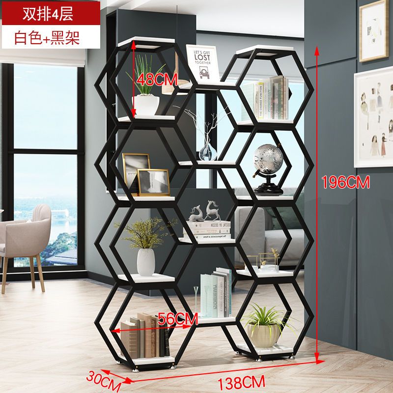 铁艺隔断置物架创意六边形组合架办公室屏风落地式多层书架博古架