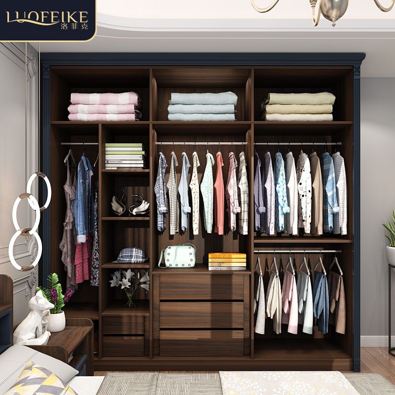 北欧简约现代卧室家用卧室衣柜欧式轻奢实木质儿童整体大衣橱定制