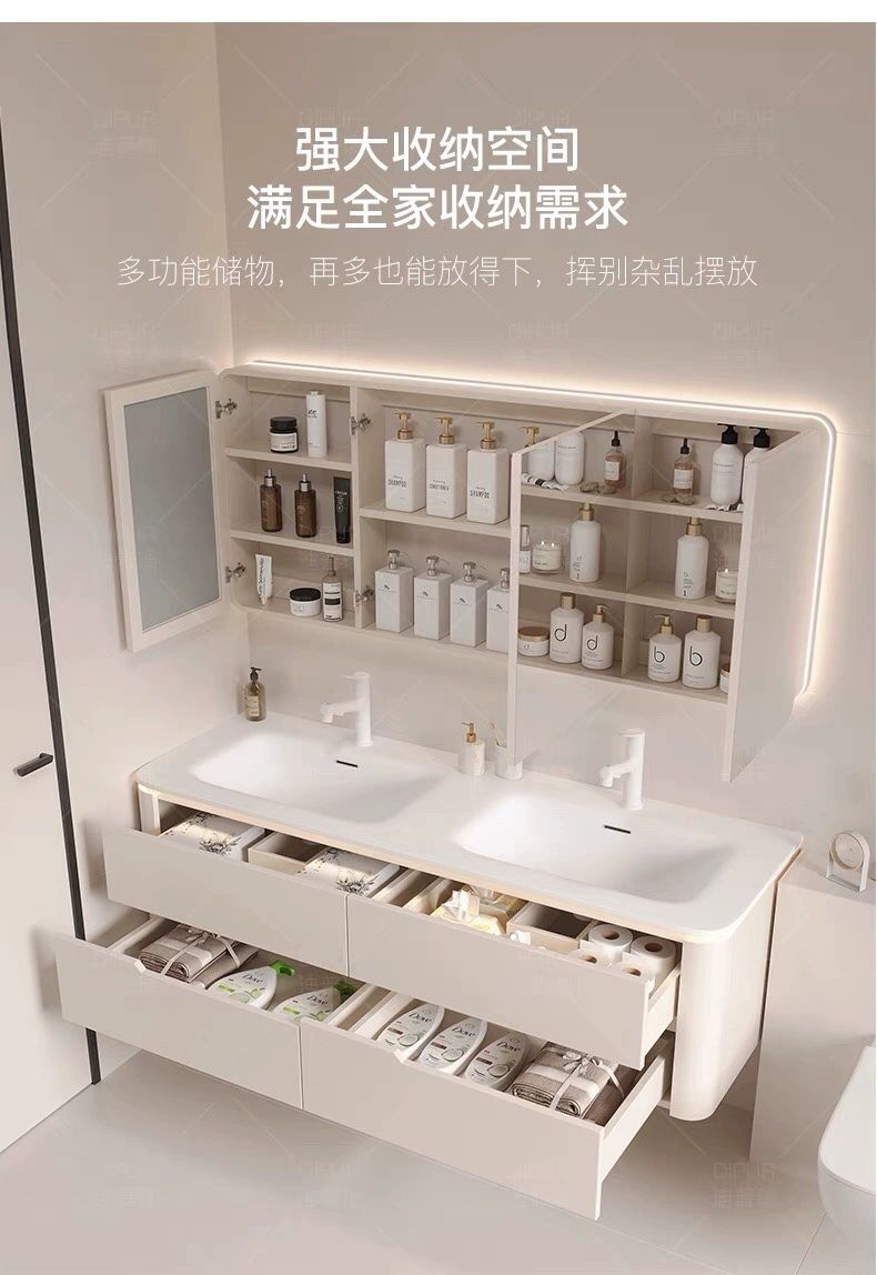 新款可麗耐一體雙盆浴室櫃組合橡木現代洗漱臺洗手臉盆大戶型定製