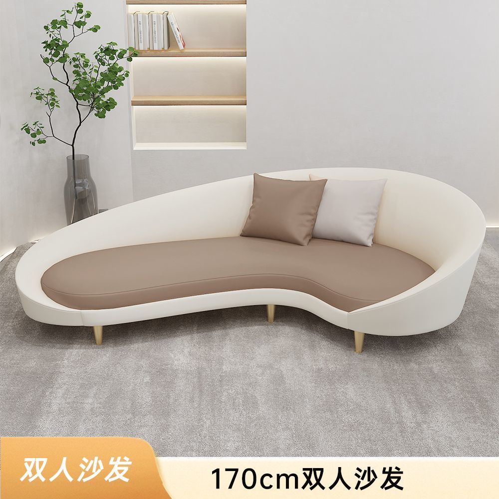 奶油风商务会客接待沙发轻奢服装店美容院休息区弧形网红沙发茶几