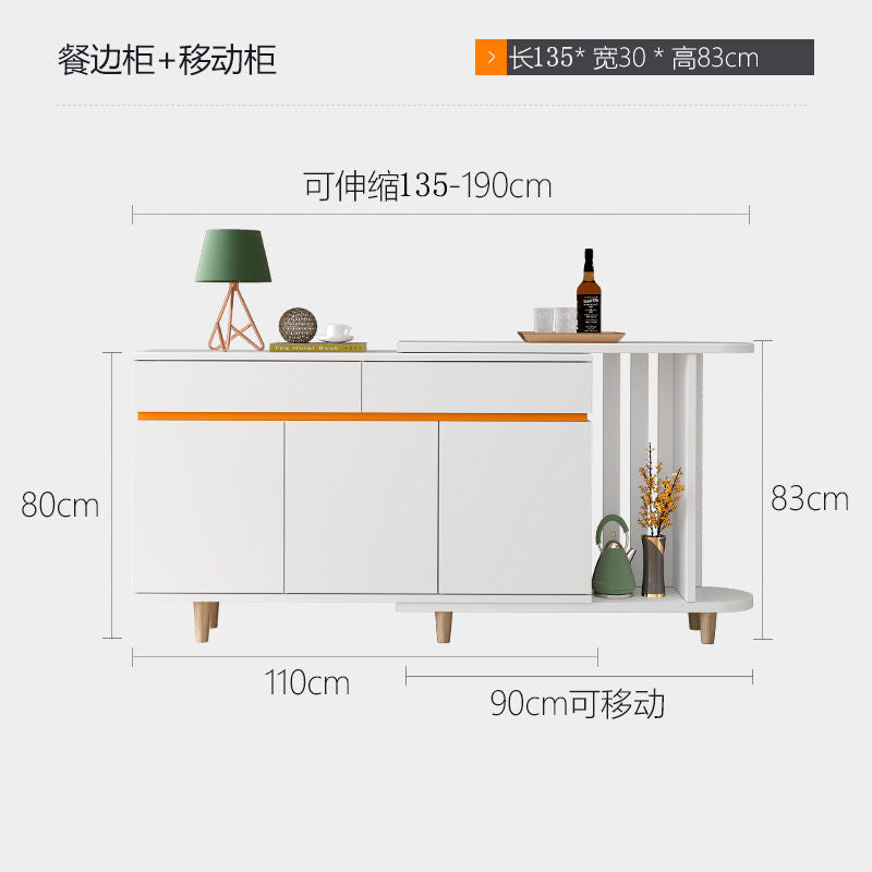 餐边柜实木板材家具桌面收纳柜厨房储物柜轻奢可伸缩沙发后背靠柜