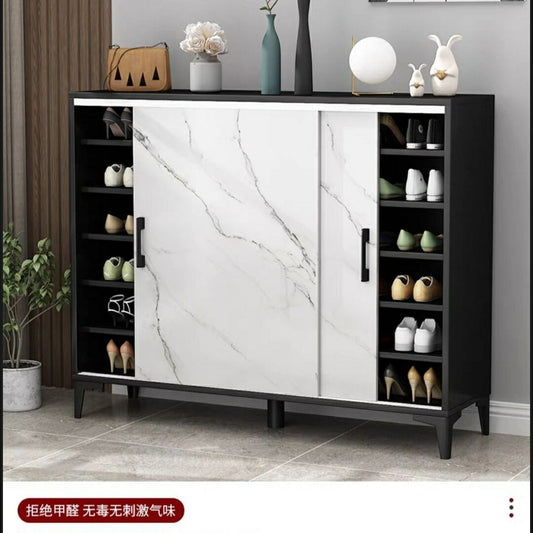 轻奢仿大理石鞋柜推拉移门鞋架家用门口门厅玄关收纳大容量省空间