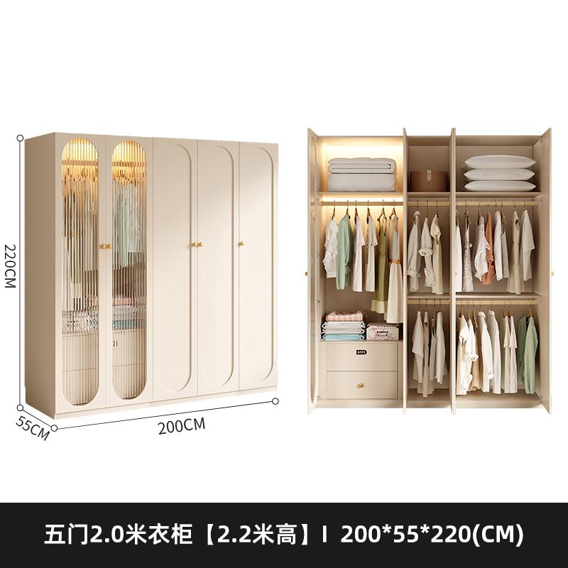 法式奶油风衣柜小户型家用柜子现代简约卧室通顶储物柜定制大衣橱