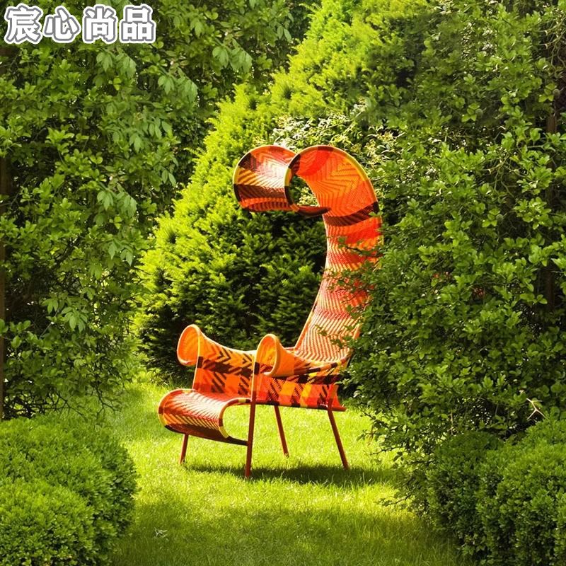 户外北欧沙发庭院网红阳台藤椅花园女王室外休闲露天创意藤编