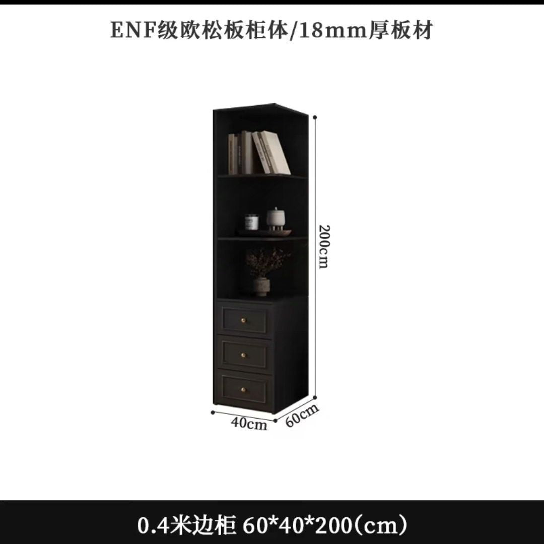 中古风黑色衣柜家用卧室小户型暗黑系美式经典复古成品大衣橱法式