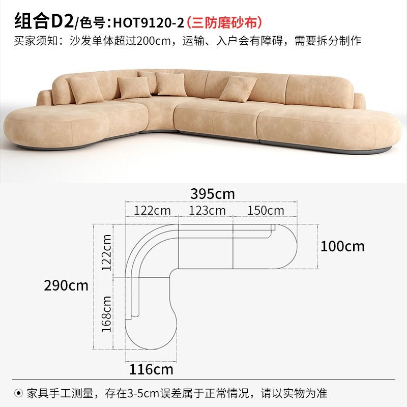 2025新款設計師弧形磨砂布沙發大平層簡約現代客廳大戶小型沙發