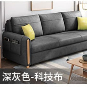 魯班01客廳多功能小戶型沙發牀伸縮儲物三人乳膠布藝沙發科技布沙發