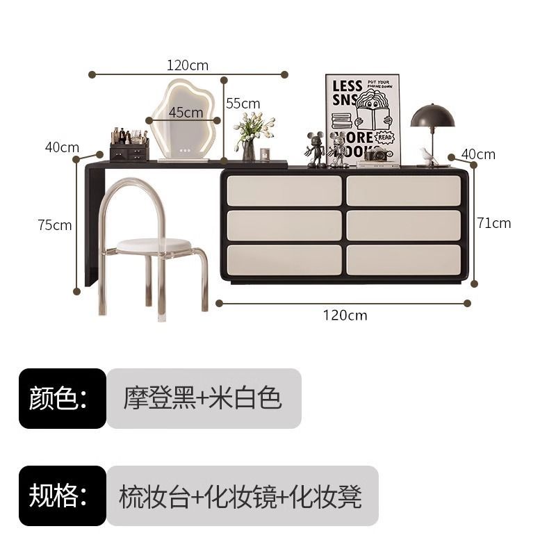 實木梳妝檯法式輕奢鬥櫃妝臺一體現代臥室簡約新款轉角化妝臺