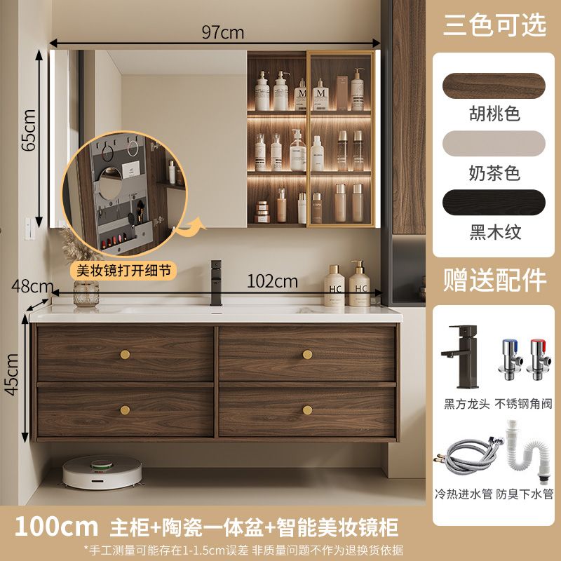 中古风浴室柜奶油风陶瓷一体组合洗脸盆卫生间洗手盆套装洗漱台盆