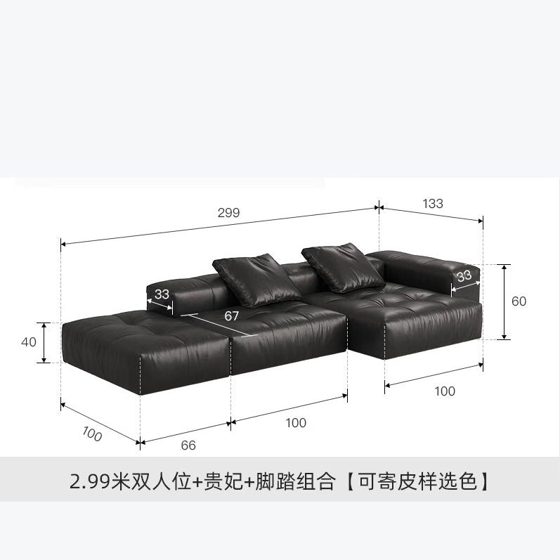 真皮像素沙发客厅原版saba设计师别墅大平层意式极简模块沙发组合