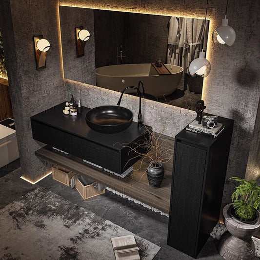 順金牛衛生間簡約浴室櫃組合無縫巖板洗手洗臉盆一體衛浴洗漱定製