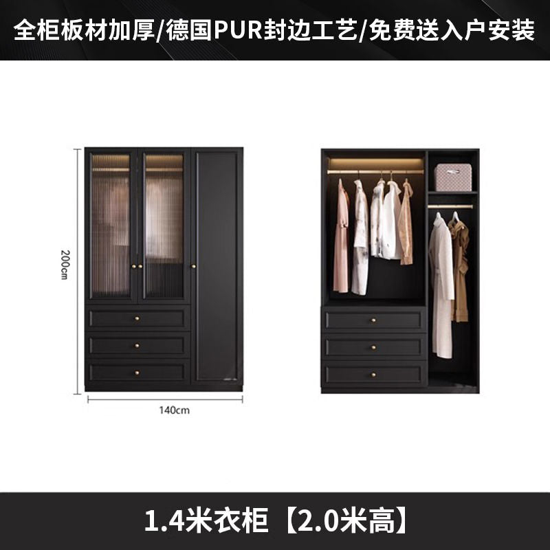 中古风衣柜黑色柜子衣柜家用卧室小户型现代简约边柜顶柜现货美式