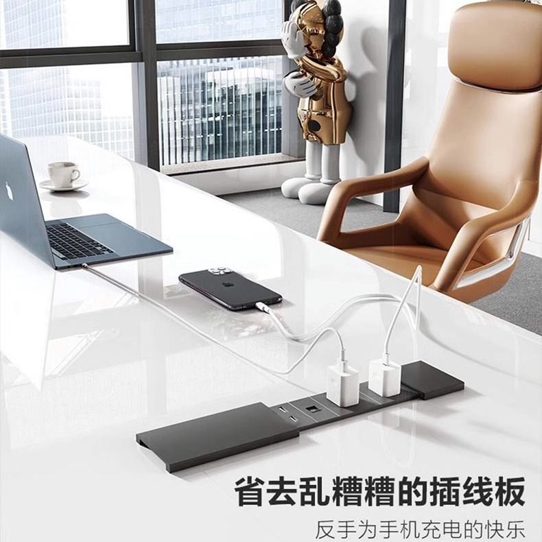 烤漆办公桌简约现代白色大班台创意老板桌办公室桌椅组合轻奢一体
