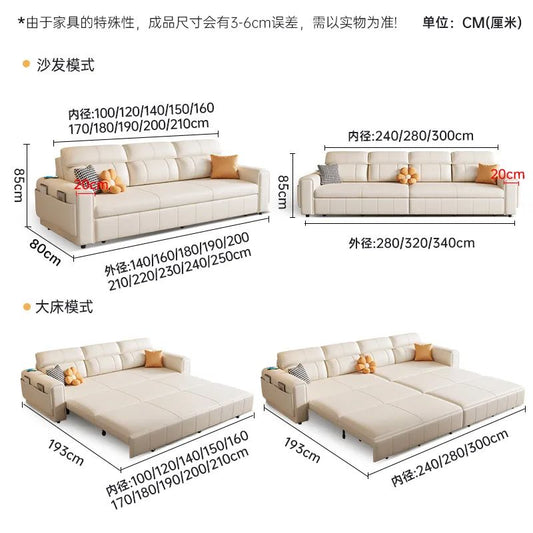 新款沙發牀兩用簡約多功能儲物摺疊一體奶油客廳小戶型收納摺疊牀