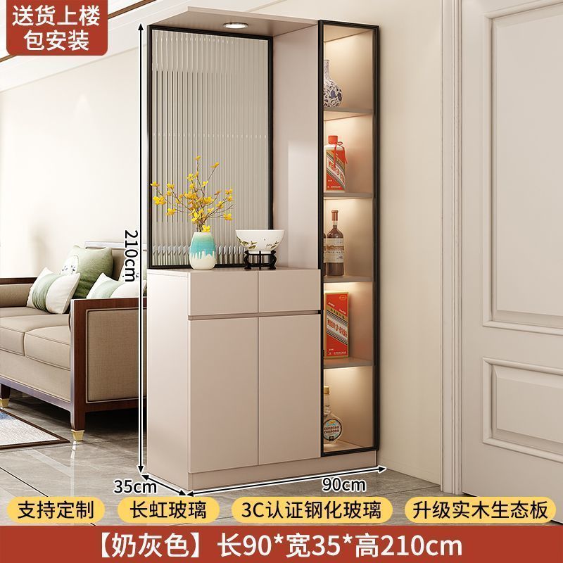 實木入戶玄關櫃鞋櫃一體客廳隔斷屏風櫃正對門儲物門廳櫃中古定製