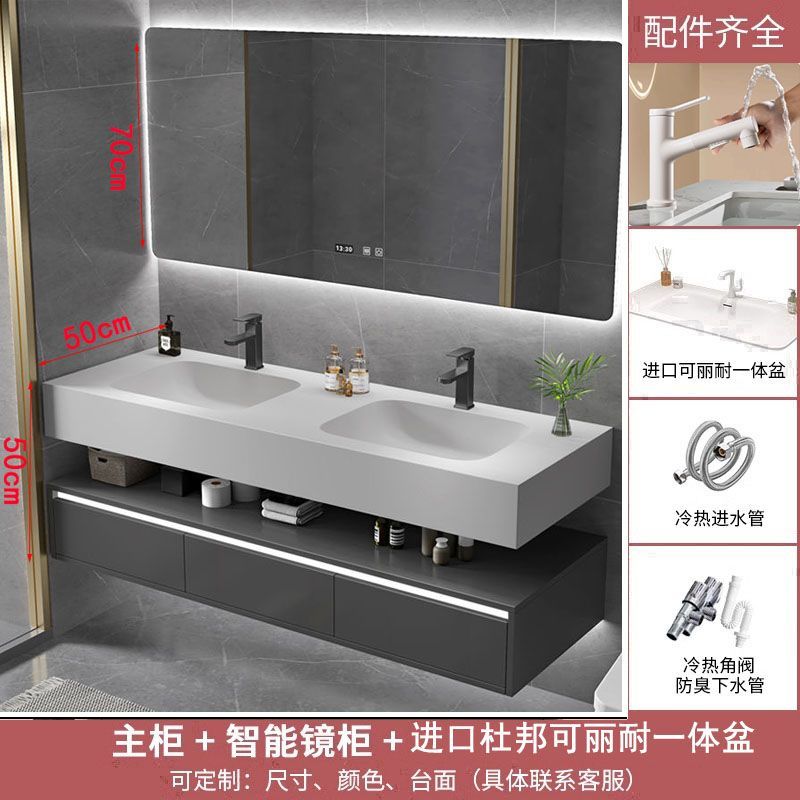 酒店風蜂窩全鋁浴室櫃定製洗手進口杜邦可麗耐一體盆衛生間洗漱盆