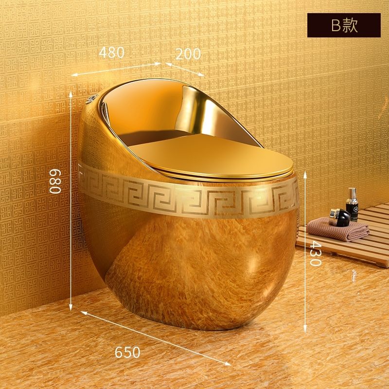 品牌镀金色马桶土豪金新款小户型鸡蛋型坐便器虹吸式防臭抽水马桶