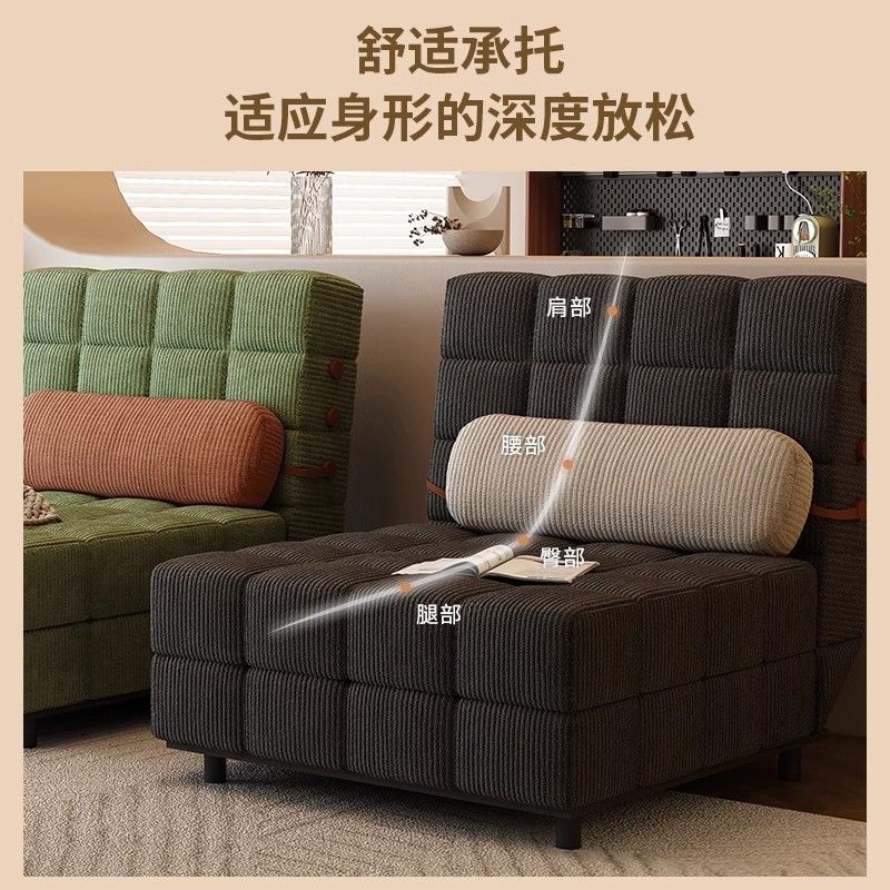 奶油复古单人可折叠沙发床小户型客厅多功能伸缩沙发床两用沙发