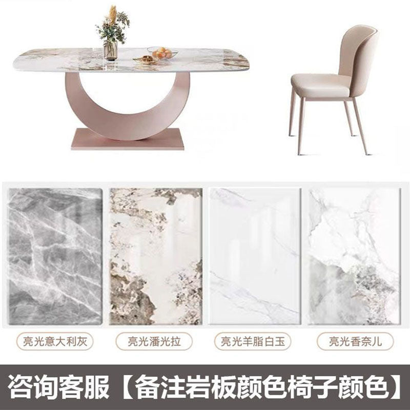 意式岩板极简餐桌椅组合现代简约轻奢饭桌小户型家用长方形西餐桌