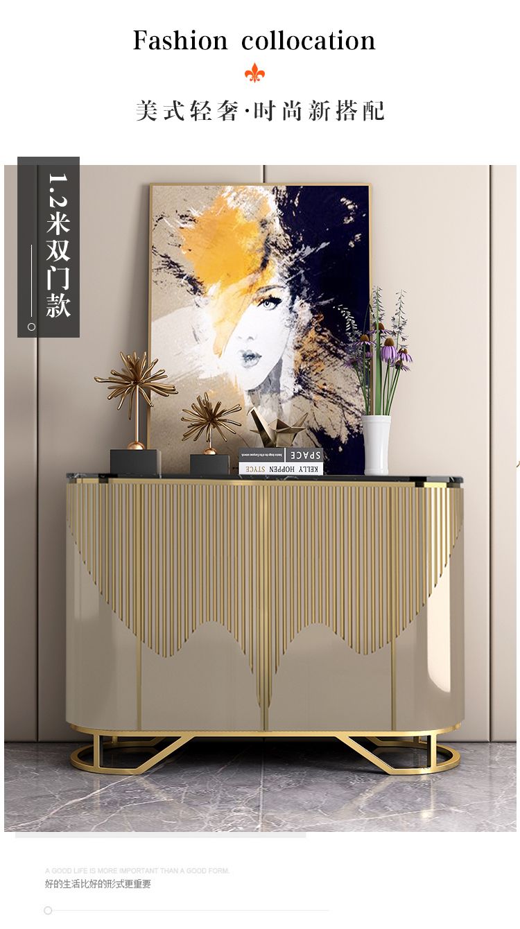 意式玄關櫃輕奢餐邊櫃高檔裝飾櫃樣板間設計入戶正對門客廳牆邊櫃
