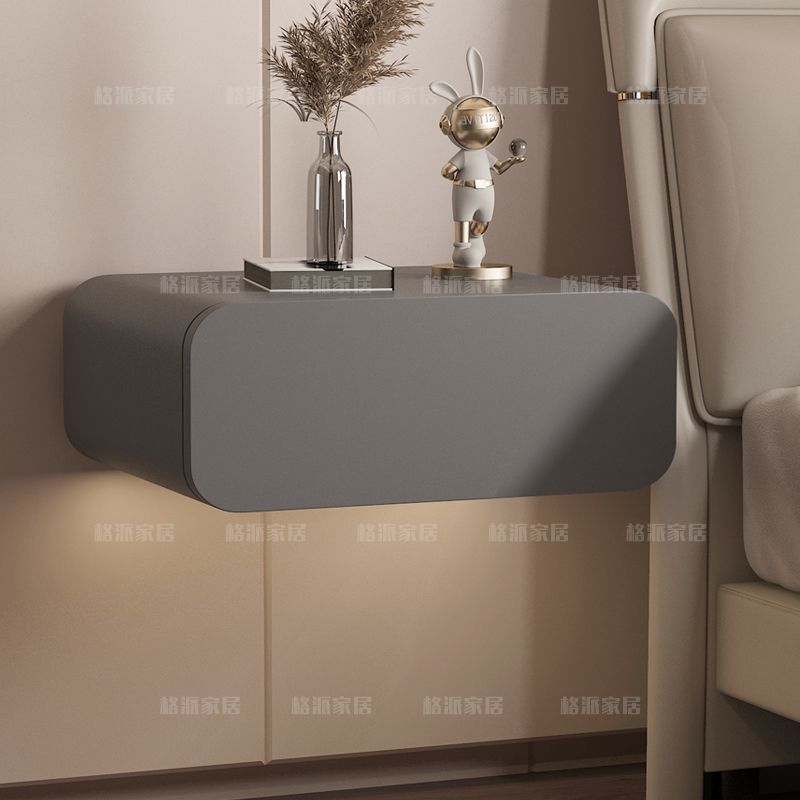 全實木懸浮牀頭櫃牀邊櫃極簡風網紅櫃儲物白色懸掛輕奢掛牆牀頭櫃