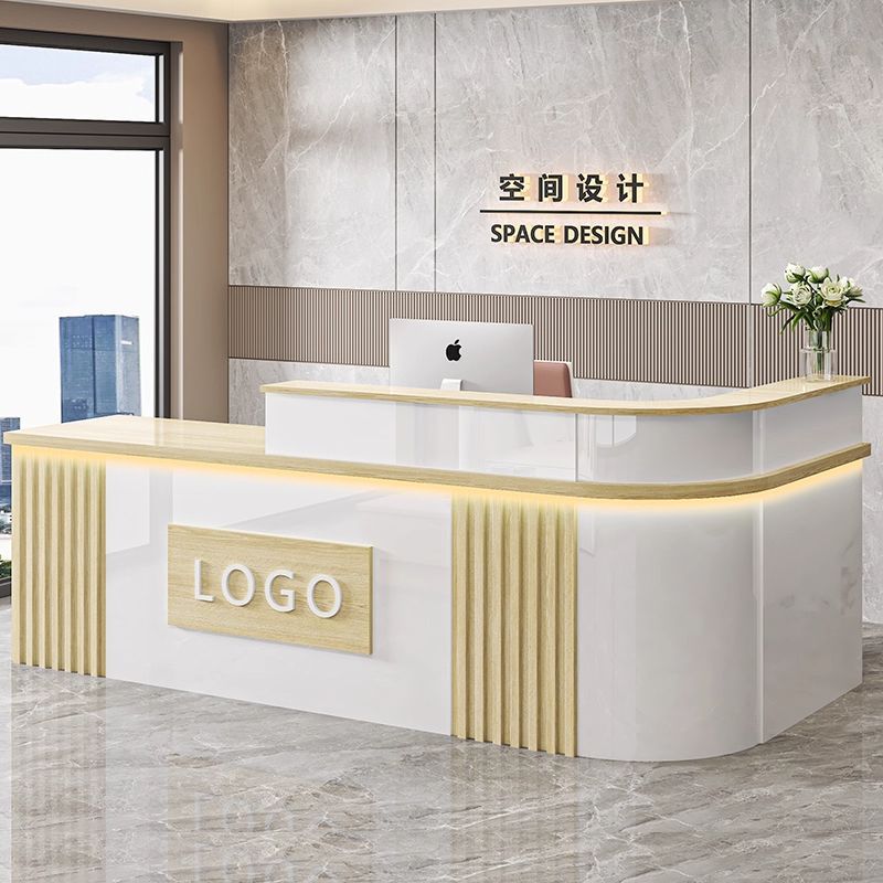 公司前台接待台中式转角吧台收银台服装店商用柜台办公桌简约现代