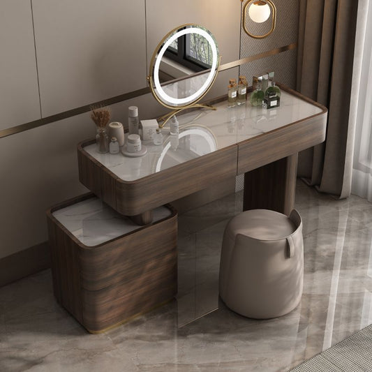 意式極簡梳妝檯收納櫃一體臥室現代輕奢簡約設計師款巖板面化妝臺