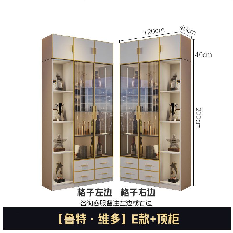 轻奢书柜电脑桌一体组合办公书橱小户型现代简约玻璃门多功能酒柜