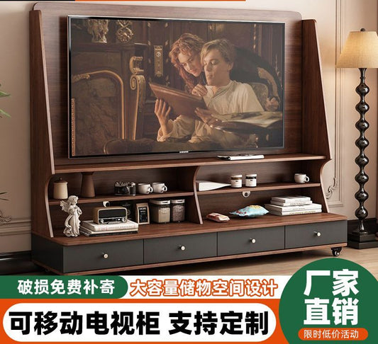 可移动电视柜实木客厅家用2025新款电视机柜带轮收纳置物柜中式