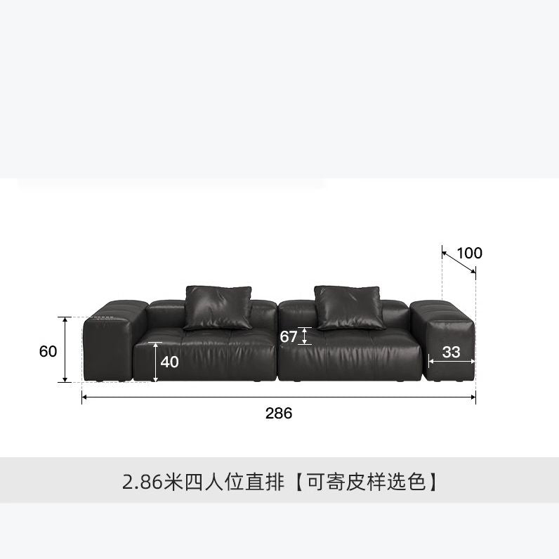 真皮像素沙发客厅原版saba设计师别墅大平层意式极简模块沙发组合