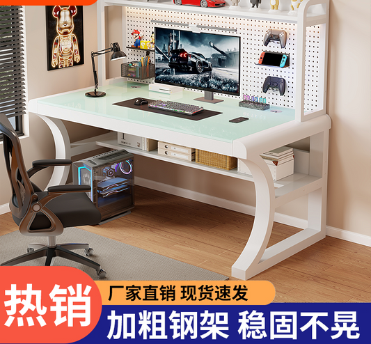 台式电脑桌书桌书架一体卧室家用学生组合写字洞洞学习桌子电脑桌