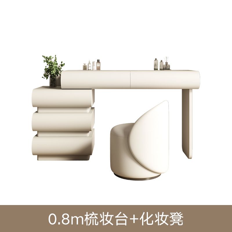 奶油風梳妝檯鬥櫃一體小戶型簡約現代臥室化妝桌輕奢ins風化妝臺