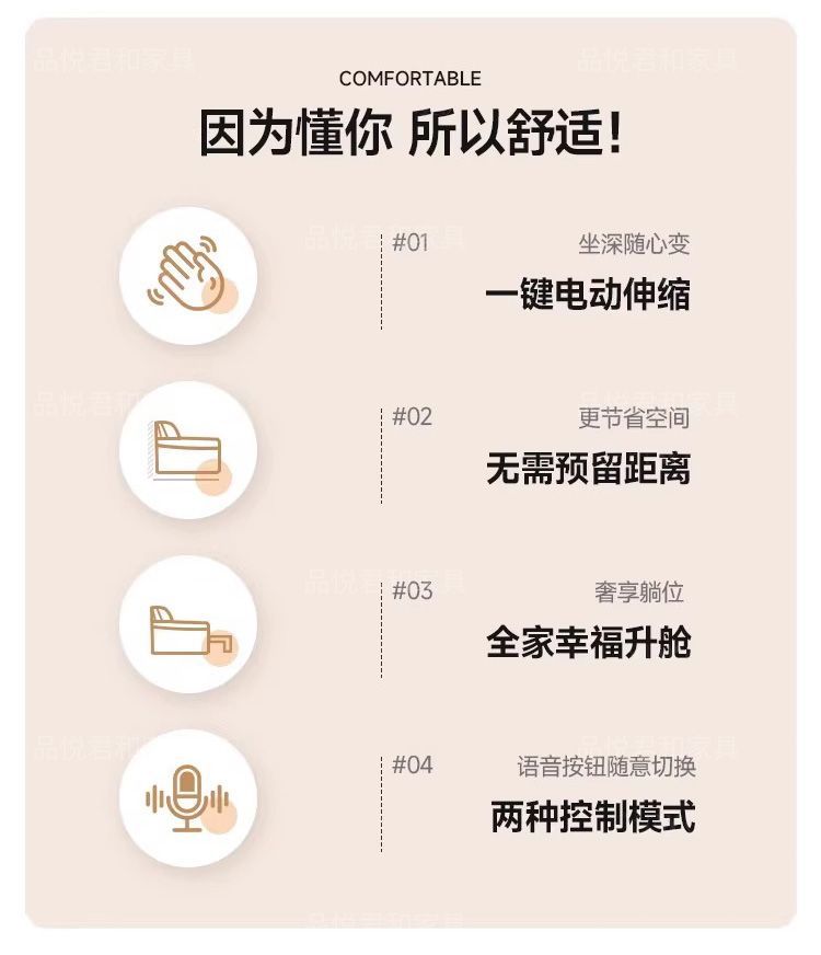 零靠牆多功能電動沙發復古風頭等艙智能語音雪尼爾絨布藝三人沙發