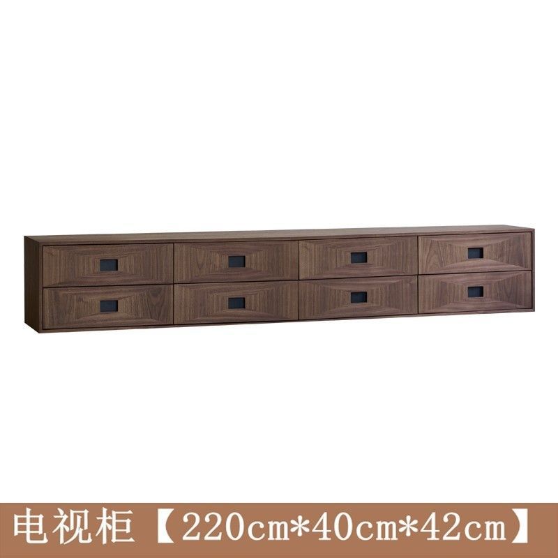 中古風電視櫃黑胡桃木色實木電視機櫃侘寂風家用儲物櫃子復古地櫃